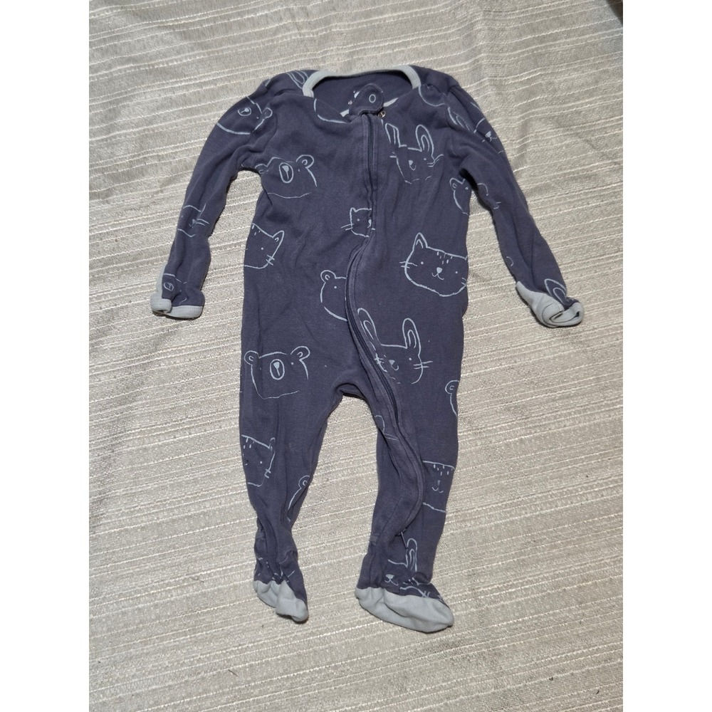 Cloud Island Baby Neutral Gray Animal Print Footed Sleeper Pajamas 6-9M